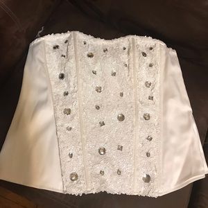 Ashley Stewart White, bedazzled strapless top